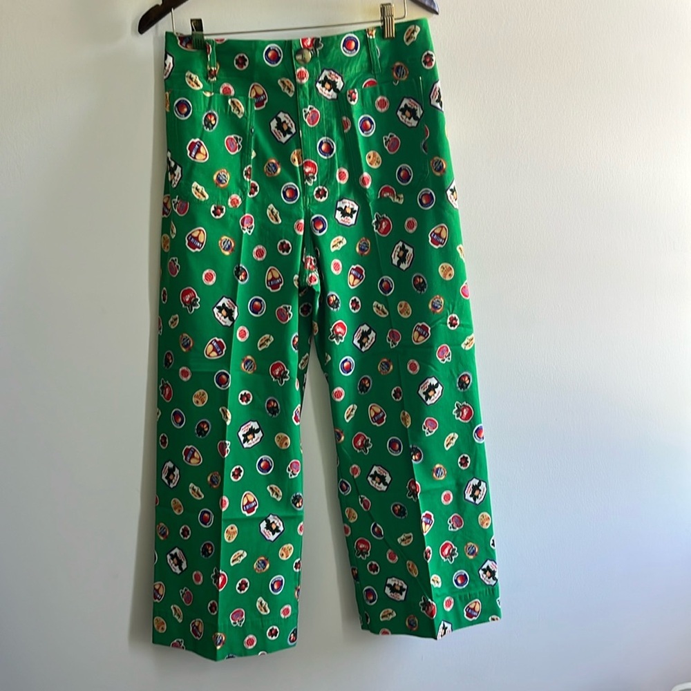 Anthropologie Green Wide-Leg Printed Pants - Picture 6 of 15